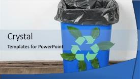  Presentation with bin - Beautiful theme featuring blue rubbish bin with logo backdrop and a light blue colored foreground