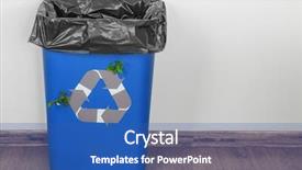  Presentation with bin - Cool new presentation theme with blue rubbish bin with logo backdrop and a ocean colored foreground