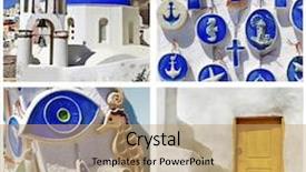  Presentation with cyclades - Amazing presentation design having blue santorini - beautiful traditional details of cyclades backdrop and a coral colored foreground