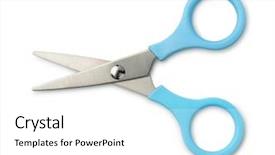  Presentation with pink and blue acrylic smoke white - PPT theme featuring blue scissors isolated on white background and a white colored foreground