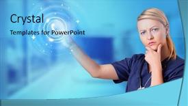  Presentation with call center - Theme enhanced with touching blue screen with call background and a light blue colored foreground