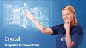  Presentation with human body - Beautiful presentation design featuring blue screen with full body backdrop and a teal colored foreground