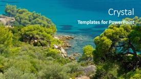  Presentation with pine trees - Slide deck enhanced with blue-sea-and-pine-trees background and a ocean colored foreground