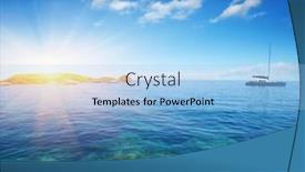  Presentation with sea sun - Presentation design consisting of blue-sea-and-sun background and a light blue colored foreground