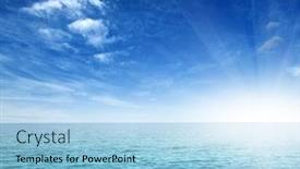  Presentation with sun blue sky and ocean - Presentation design featuring bleu ouvert - blue sea and sun background and a light blue colored foreground