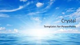  Presentation with sea sun - PPT theme featuring blue sea and sun background and a light blue colored foreground