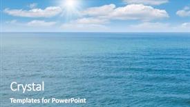  Presentation with ocean - Beautiful PPT theme featuring blue sea and the sky backdrop and a teal colored foreground