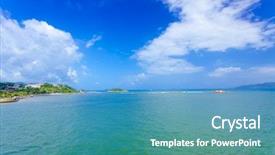  Presentation with sky blue - Audience pleasing theme consisting of blue sea and the sky backdrop and a teal colored foreground