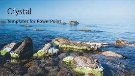  Presentation with black cross - Slide set enhanced with blue sea in the morning background and a light blue colored foreground