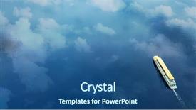  Presentation with cruise ship - Colorful PPT theme enhanced with blue sea or river backdrop and a ocean colored foreground