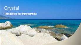  Presentation with sea shore - Amazing slides having blue sea shore under clear sky backdrop and a teal colored foreground