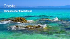  Presentation with sea shore - Audience pleasing presentation theme consisting of blue sea shore under clear sky backdrop and a teal colored foreground