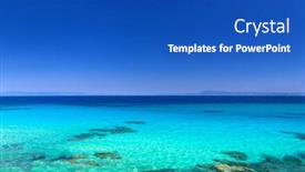  Presentation with sea shore - Slide set featuring blue sea shore under clear sky background and a cobalt blue colored foreground