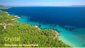  Presentation with sea shore - Amazing presentation theme having blue-sea-shore-under-clear backdrop and a tawny brown colored foreground