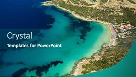  Presentation with sea shore - Theme consisting of blue sea shore under clear sky background and a ocean colored foreground