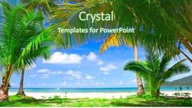  Presentation with under water - Audience pleasing theme consisting of ocean - blue sea water under palm backdrop and a forest green colored foreground