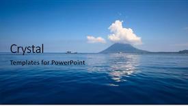  Presentation with blue mountain - Beautiful slides featuring blue sea with boats and mountain on a horizon bunaken marine park indonesia backdrop and a teal colored foreground