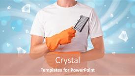  Presentation with diamond - Audience pleasing PPT layouts consisting of blue shiny diamond graphic and cleaning young boy backdrop and a coral colored foreground