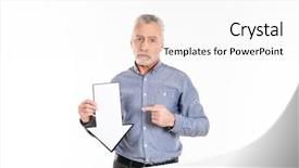  Presentation with sonar blue modern ship radar - Cool new slides with blue shirt holding arrow down backdrop and a white colored foreground