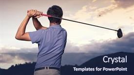  Presentation with blue professional - Slide set consisting of blue shirt teeing-off ball background and a navy blue colored foreground