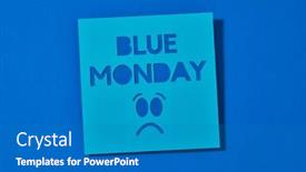  Presentation with sad - Presentation design enhanced with blue-sign-with-the-text background and a teal colored foreground