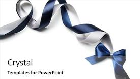  Presentation with roses satin - Beautiful PPT theme featuring blue silver - color gift satin ribbon bow backdrop and a  colored foreground