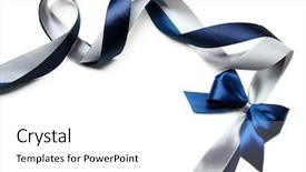  Presentation with satin - Slide set featuring blue silver - color gift satin ribbon bow background and a white colored foreground