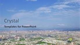  Presentation with buildings - Presentation theme having blue-sky-and-buildings background and a light blue colored foreground