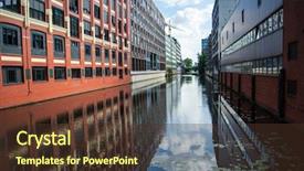  Presentation with blue sky - Colorful presentation theme enhanced with blue sky and clouds hamburg backdrop and a tawny brown colored foreground