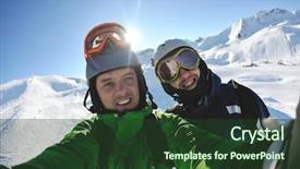  Presentation with blue mountain - Beautiful PPT theme featuring blue sky and fresh air backdrop and a tawny brown colored foreground