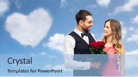  Presentation with heart flowers - Slide deck featuring flowers hugging over blue sky background and a light blue colored foreground