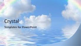  Presentation with sky rainbow - Theme featuring blue sky and rainbow background and a light blue colored foreground