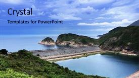  Presentation with green blue waves - Audience pleasing presentation design consisting of blue sky and sea backdrop and a  colored foreground