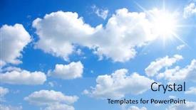  Presentation with sky sun - PPT theme featuring blue sky and sun background and a light blue colored foreground