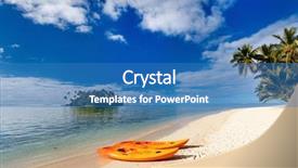  Presentation with pacific island - Amazing slide deck having blue sky at cook island backdrop and a teal colored foreground