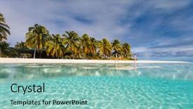  Presentation with pacific island - Amazing presentation theme having ocean water and blue sky backdrop and a mint green colored foreground
