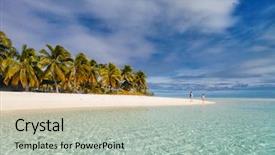  Presentation with pacific island - PPT theme consisting of ocean water and blue sky background and a light gray colored foreground