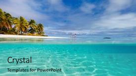  Presentation with pacific island - Amazing slide set having blue sky at cook islands backdrop and a teal colored foreground