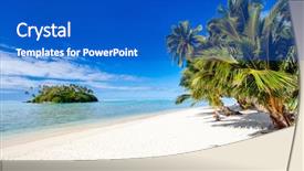  Presentation with palm beach - Beautiful slide deck featuring blue sky at cook islands backdrop and a cobalt blue colored foreground