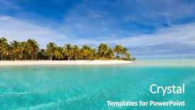  Presentation with pacific island - Slide deck featuring blue sky at cook islands background and a teal colored foreground
