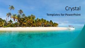  Presentation with pacific island - Colorful PPT theme enhanced with blue sky at cook backdrop and a light blue colored foreground