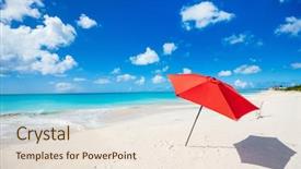  Presentation with sand ocean - Slide deck enhanced with blue sky at deserted background and a lemonade colored foreground