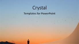  Presentation with birds flying - Slides enhanced with blue sky at sunset with flock of birds and trace of flying plane background and a light blue colored foreground