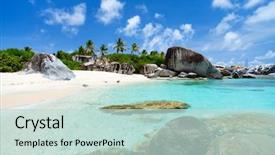  Presentation with virgin islands - Colorful presentation theme enhanced with blue sky at virgin backdrop and a soft green colored foreground