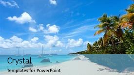  Presentation with virgin islands - Audience pleasing slide deck consisting of blue sky at virgin backdrop and a light blue colored foreground