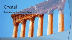  Presentation with roman history - PPT theme with history oflebanon - jupiter's temple ancient roman columns background and a light blue colored foreground