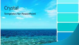  Presentation with water ocean - Colorful slides enhanced with blue sky background and palette backdrop and a cyan colored foreground