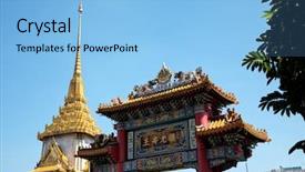  Presentation with sky blue - Presentation design consisting of blue sky in bangkok thailand background and a light blue colored foreground