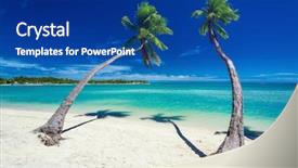  Presentation with palm trees on a - Beautiful PPT theme featuring blue sky in fiji backdrop and a ocean colored foreground