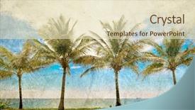  Presentation with blue wave - Beautiful slide set featuring blue sky in retro backdrop and a soft green colored foreground